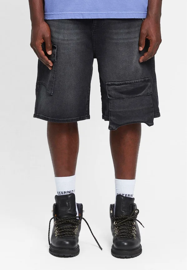 Denim shorts - washed black