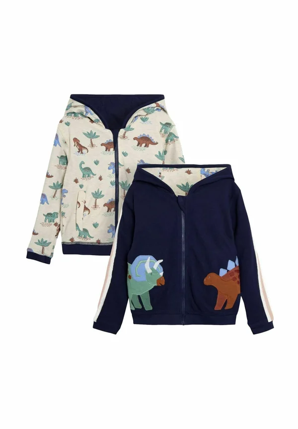 DINO APPLIQUÉ REVERSIBLE TEXTURED HOODIE - Zip-up sweatshirt - navy