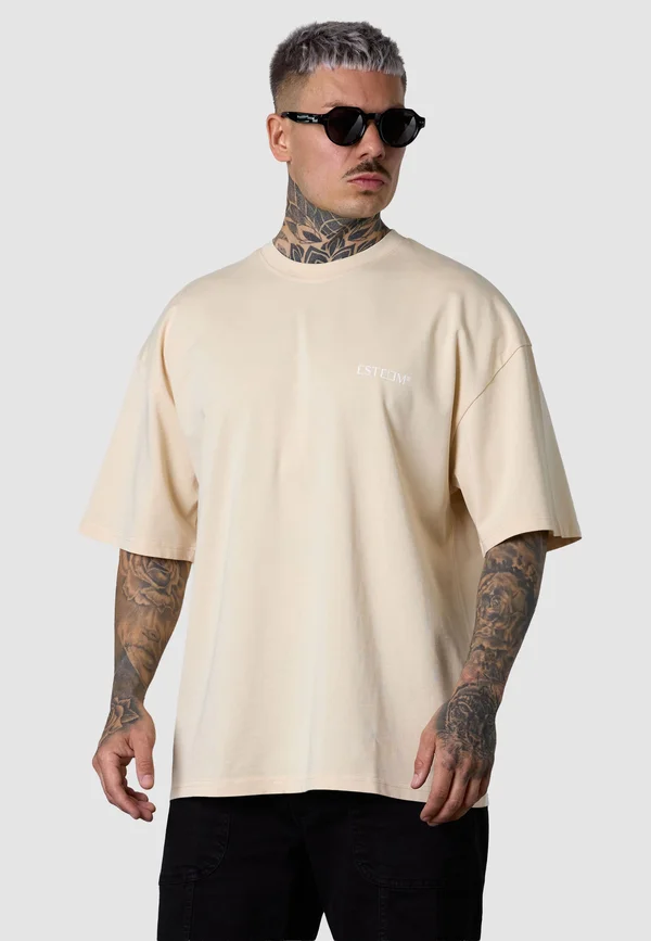 DISCREET OVERSIZED - Basic T-shirt - cremebrulee