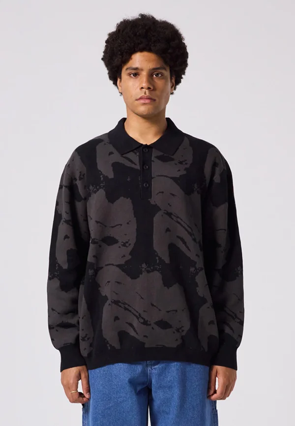 DISTORT UNISEX - Long sleeved top - black
