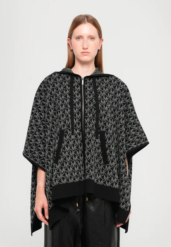 DOT ZIP FRONT PONCHO - Zip-up sweatshirt - black/white