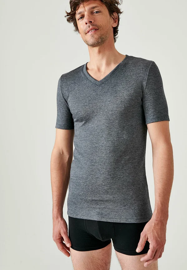 DOUBLE FACE COL V - Undershirt - Gray