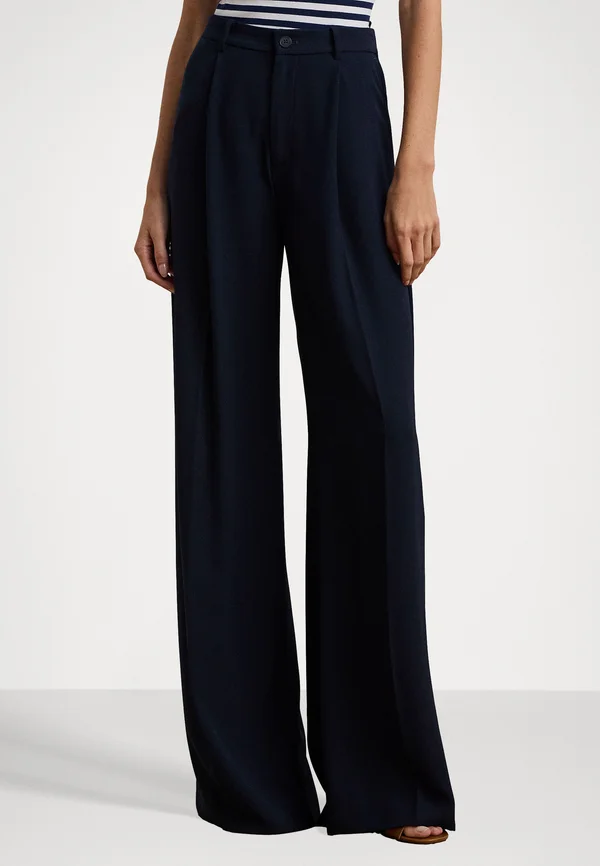 Double Faced Georgette Wide Leg Trouser - Trousers - navy
