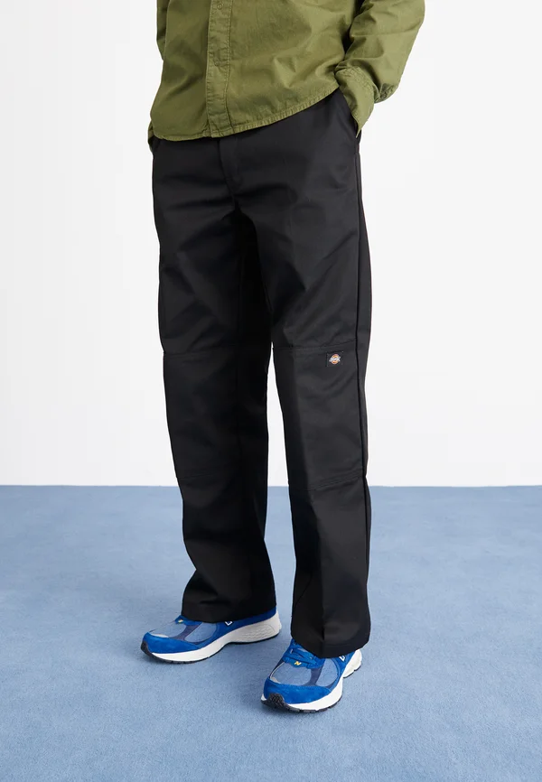 DOUBLE KNEE - Trousers - black