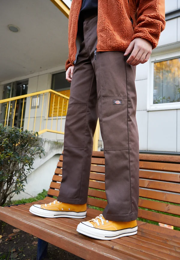 DOUBLE KNEE - Trousers - dark brown