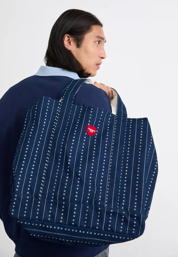 DREWE TOTE BIG UNISEX - Tote bag - heart pinstripe/ink/natural