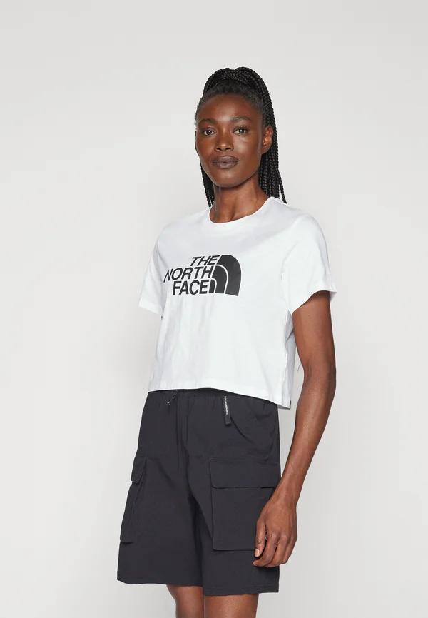 EASY RELAXED CROPPED TEE - Print T-shirt - white