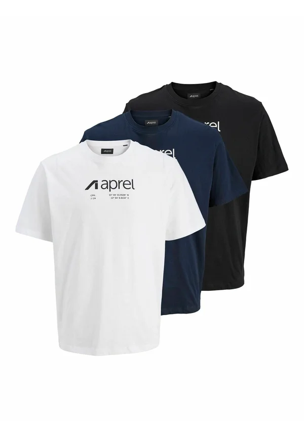 EINFARBIG RUNDHALSAUSSCHNITT 3 PACK - Print T-shirt - black