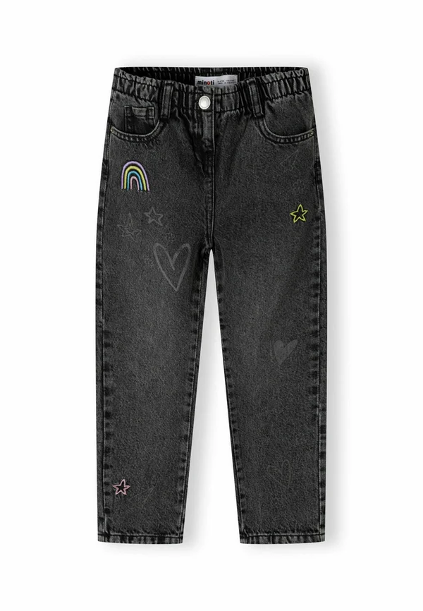 ELASTIC WAIST AND PRINTS - Jeans Tapered Fit - black denim