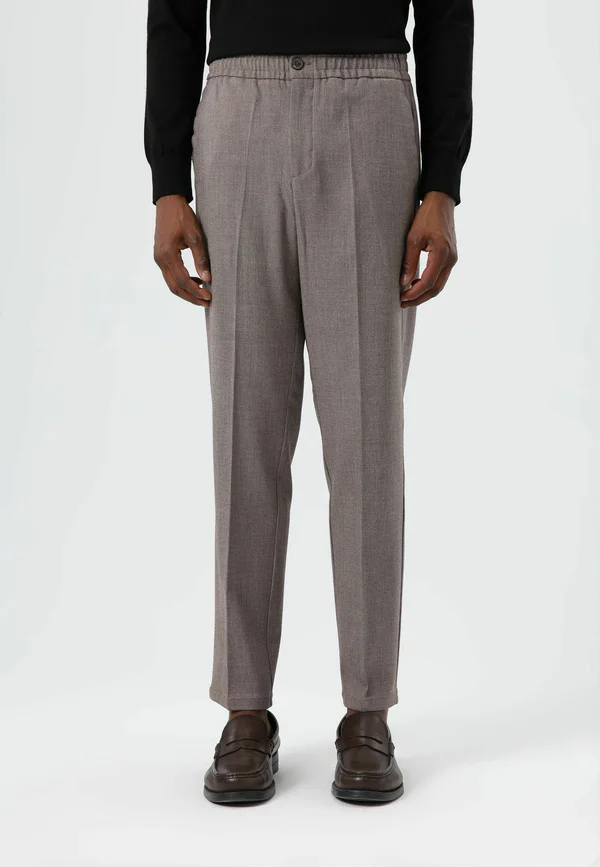 ELASTIC WAIST - Trousers - beige