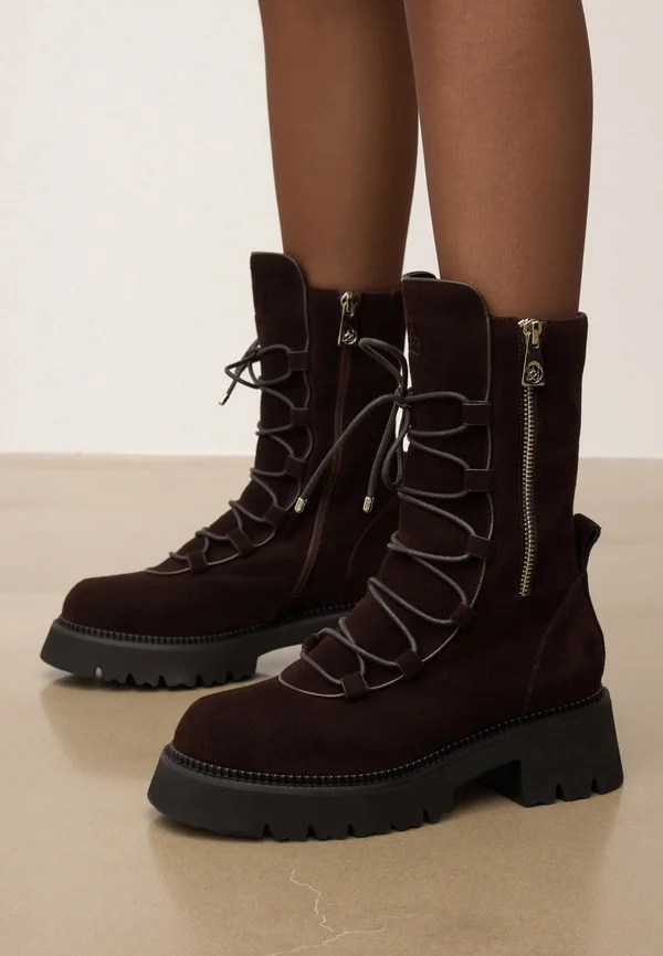 ELBA - Platform ankle boots - brown