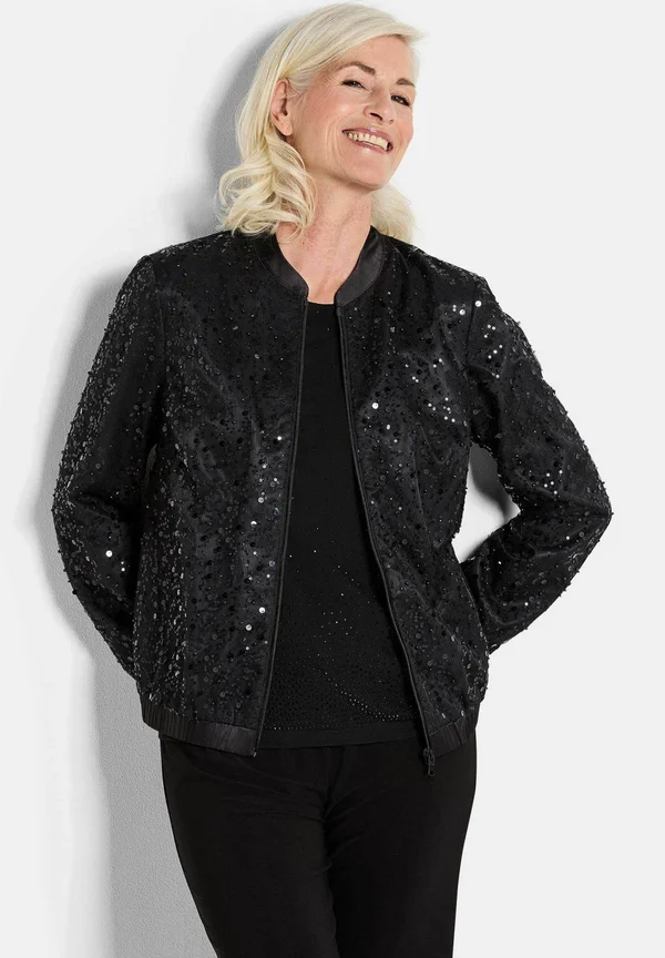 ELEGANTER MIT PERLEN UND PAILLETTEN - Bomber Jacket - black   metallic   patterned