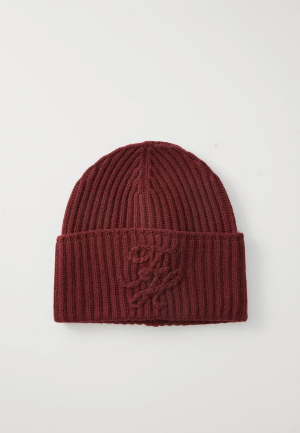 ELEVATED SCRIPT BEANIE - Beanie - deep rouge