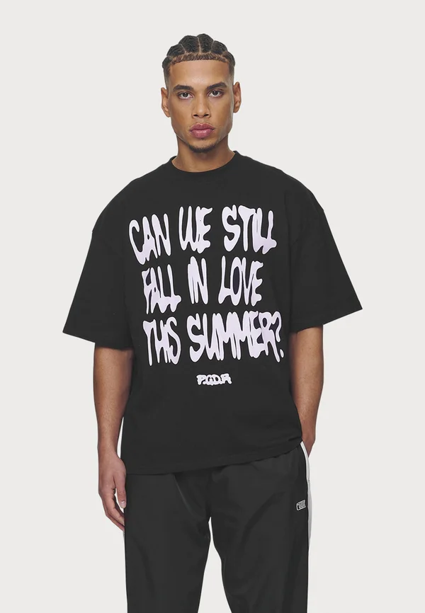 ELGIN BOXY TEE - Print T-shirt - washed black