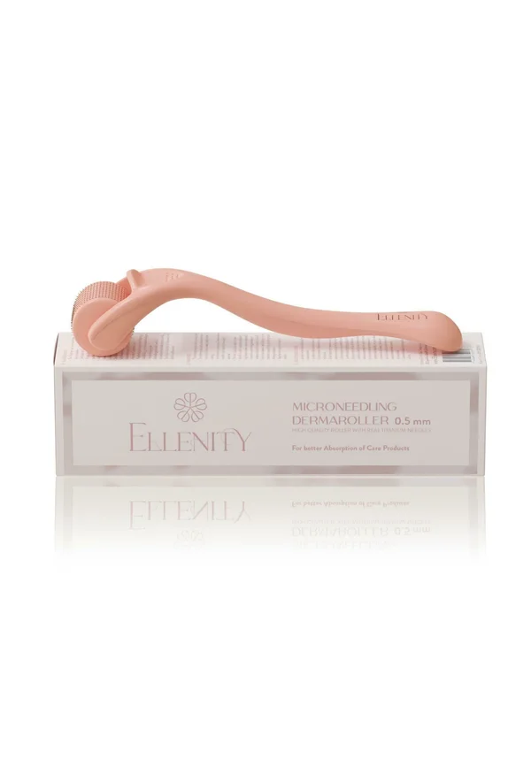 ELLENITY MICRONEEDLING DERMAROLLER – 0.5MM TITANIUM NEEDLES - Skincare tool - rosa