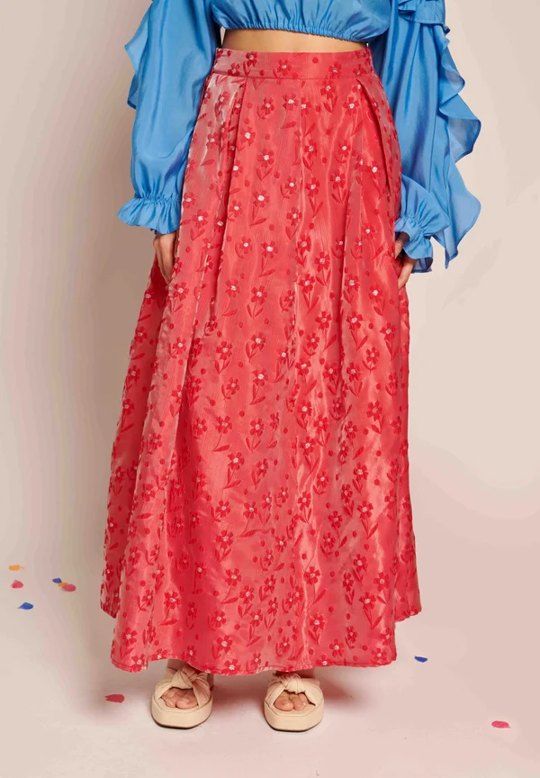 ENCHANTED - Maxi skirt - red