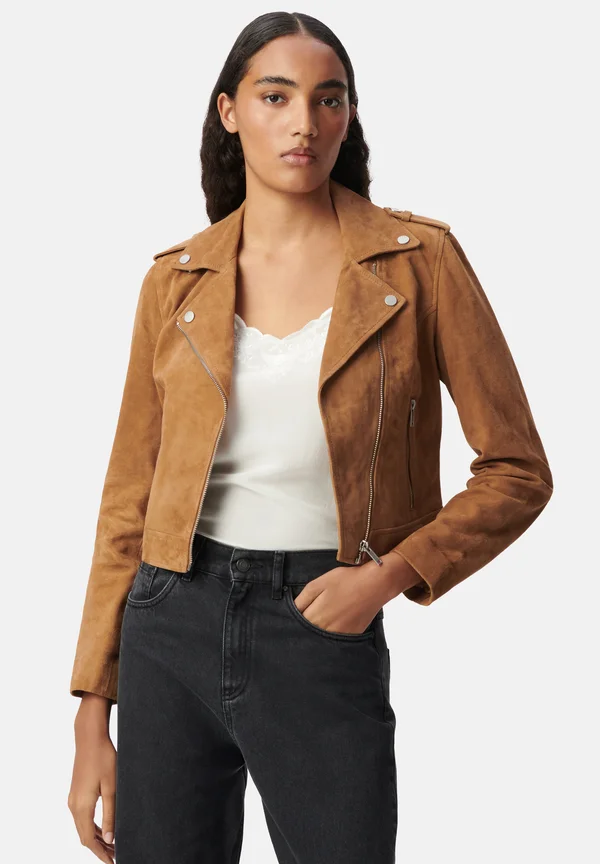 ESPRIT MOTARD - Leather jacket - marron caramel
