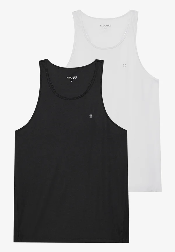 ESSENTIAL QUICK DRY 2 PACK MUSCLE VEST WITH RACER BACK - Top - white,black