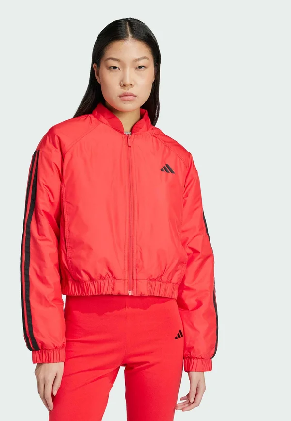 ESSENTIALS 3-STRIPES INSULATED CROP BOMBER - Training jacket - pure ruby
