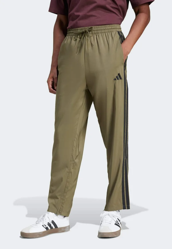 ESSENTIALS 3-STRIPES STANFORD OPEN HEM - Tracksuit bottoms - olive strata   black