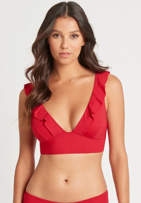 ESSENTIALS FRILL - Bikini top - red