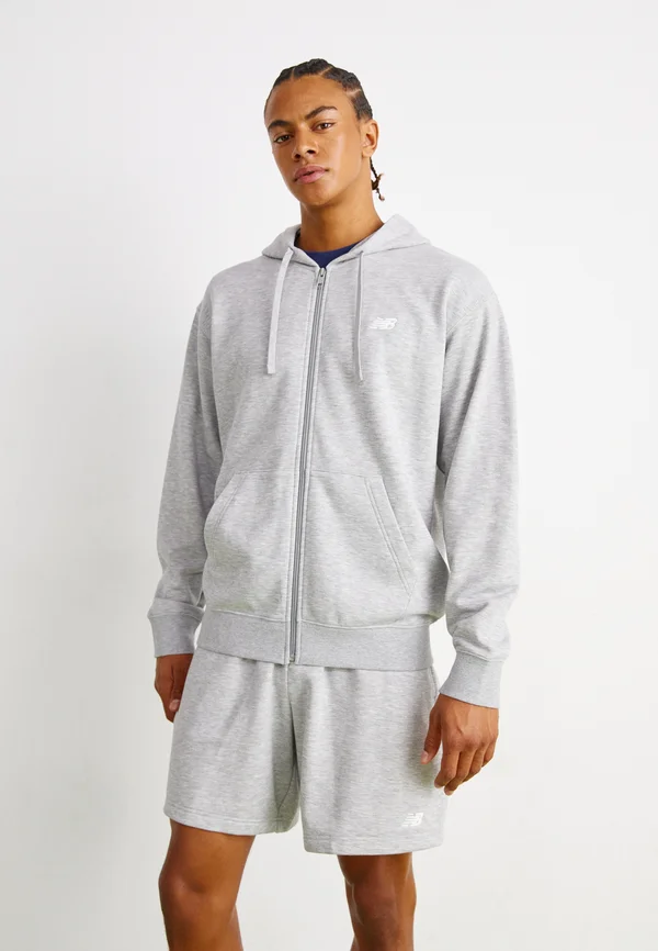 ESSENTIALS LOGO FULL ZIP - Zip-up sweatshirt - athletic grey