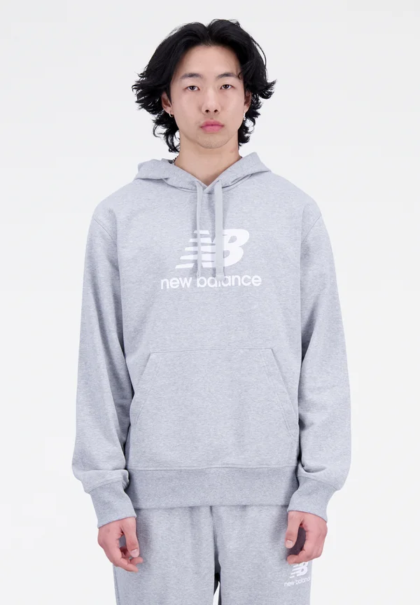 ESSENTIALS STACKED LOGO HOODIE - Hoodie - athletic grey