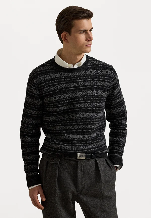 FAIR ISLE WOOL SWEATER - Jumper - charcoal combo