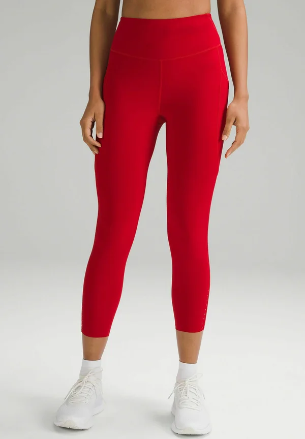 Fast and Free High-Rise Crop Pockets 58cm - Leggings - dark red