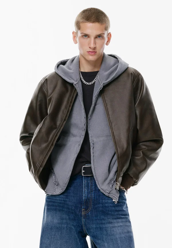 Faux leather jacket - brown
