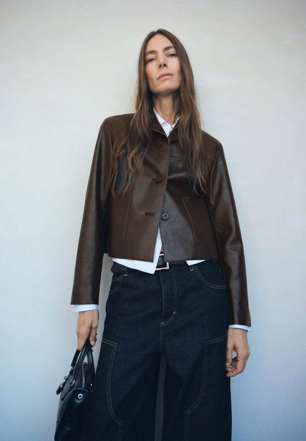 Faux leather jacket - brown