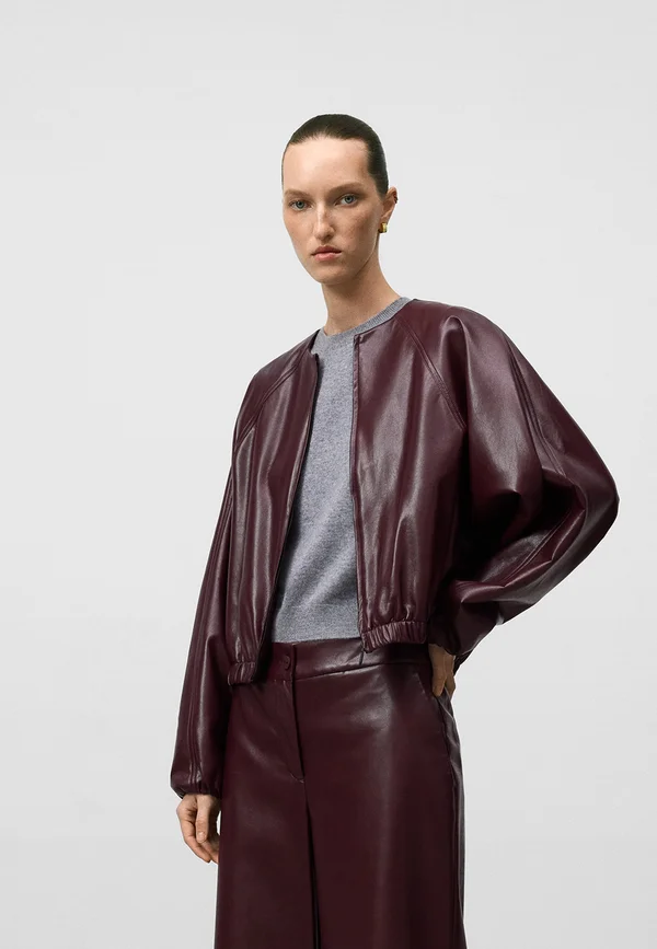 Faux leather jacket - burgundy