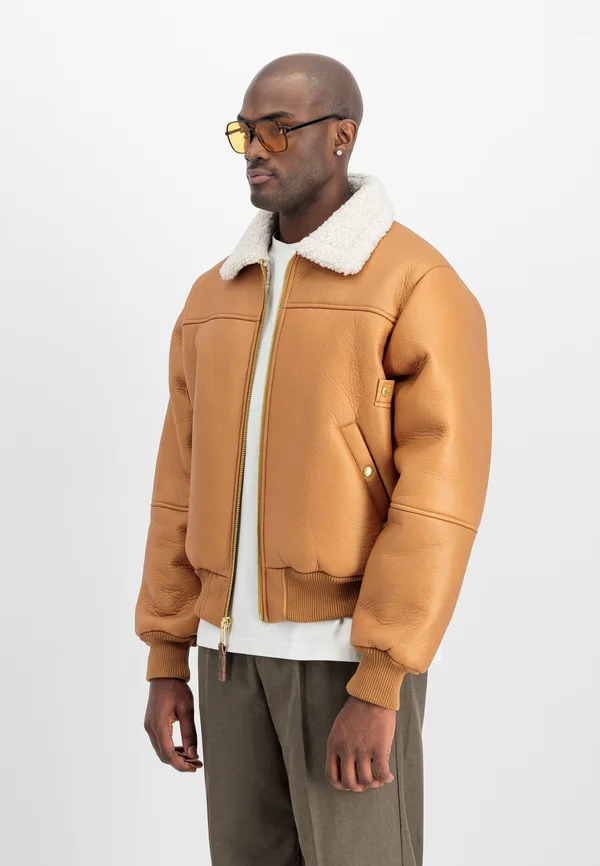 Faux leather jacket - camel