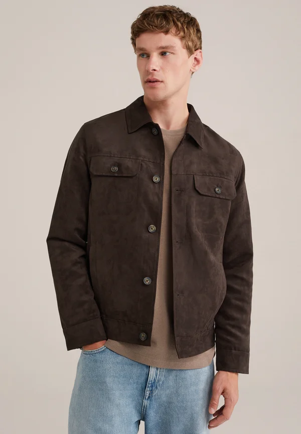 Faux leather jacket - dark brown