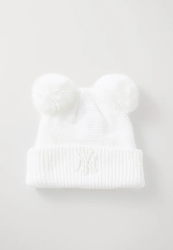 FEMALE DOUBLE POM BEANIE - Beanie - white