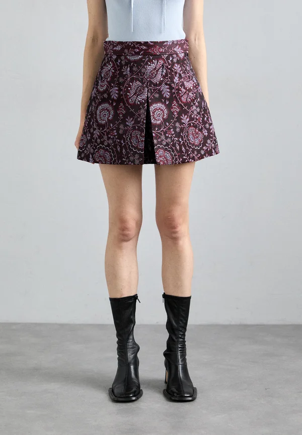 FIKIR - A-line skirt - bordeaux/metallique