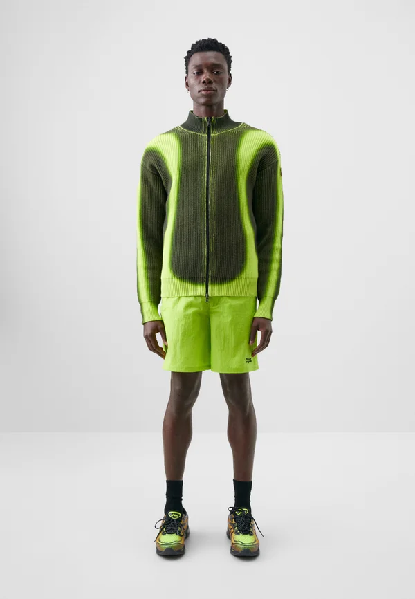 FISHERMAN ZIP UP  - Cardigan - black/lime