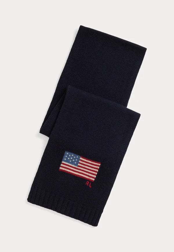 FLAG KNIT WOOL-BLEND SCARF - Scarf - collection navy