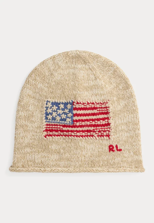 FLAG WOOL-BLEND BEANIE - Beanie - brown