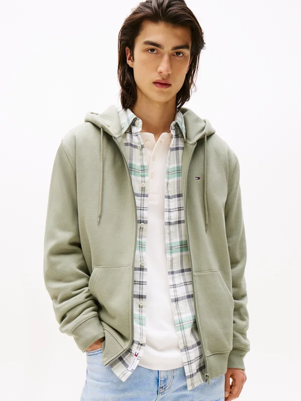 FLAG ZIP THRU - Hoodie - utility sage