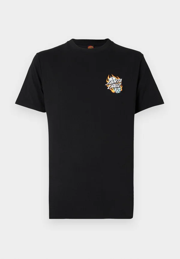 FLAMING DICE DOT CHEST UNISEX - Print T-shirt - black