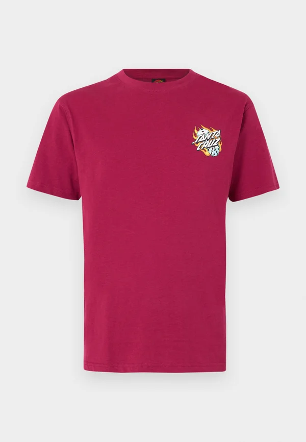 FLAMING DICE DOT CHEST UNISEX - Print T-shirt - burgundy