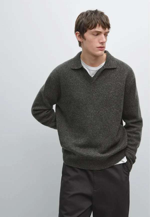 FLECKED V-NECK  - Jumper - dark grey