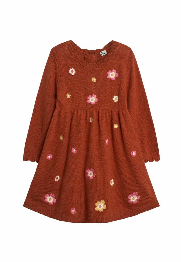 FLOWER EMBROIDERED REGULAR FIT - Jumper dress - rust