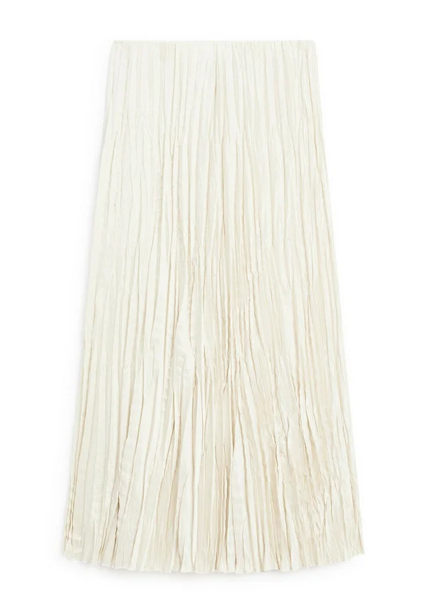 FLOWING PLEATED MIDI - Maxi skirt - beige