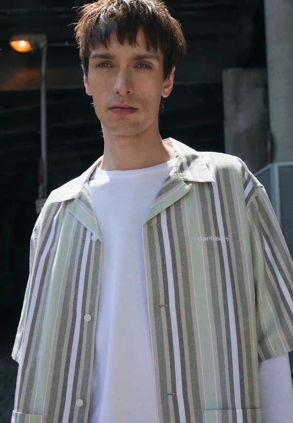 FOLSEY  - Shirt - pale olive/white