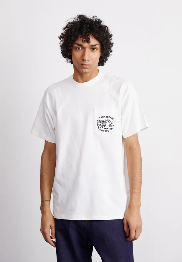FRAGMENTS POCKET - Print T-shirt - white/black