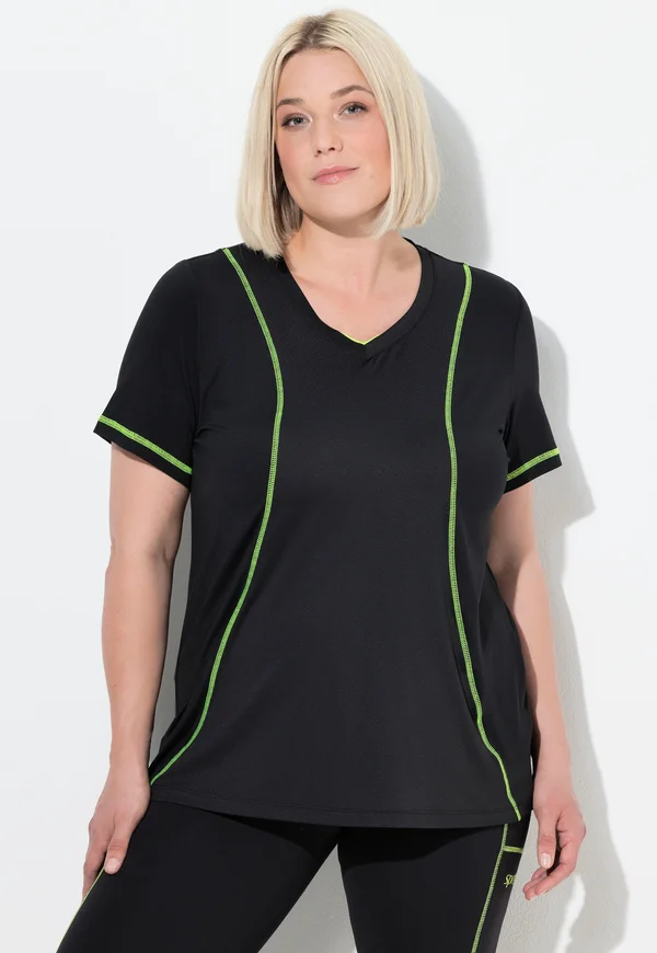 FUNKTIONS REFLEKTOR V-AUSSCHNITT HALBARM, RECYCELT - Print T-shirt - black