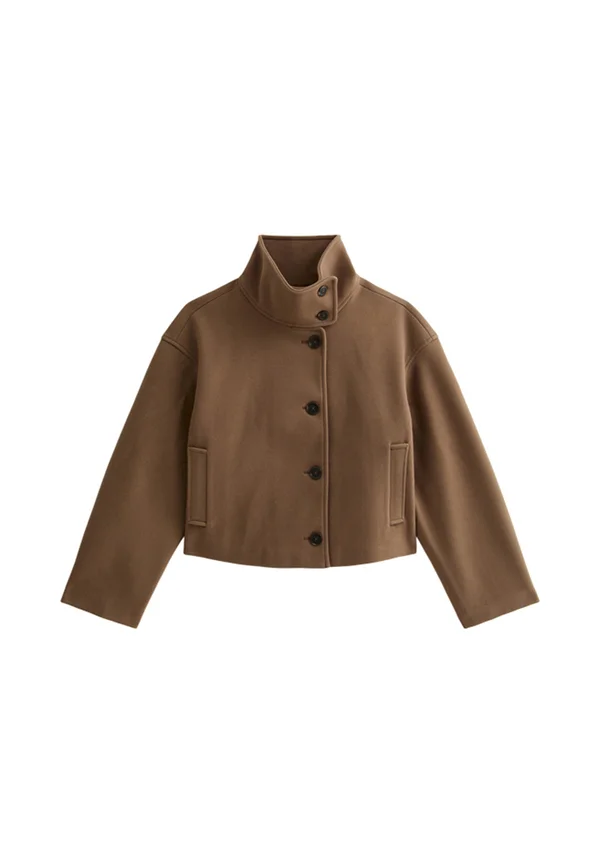 FUNNEL NECK BUTTON FRONT - Summer jacket - mink