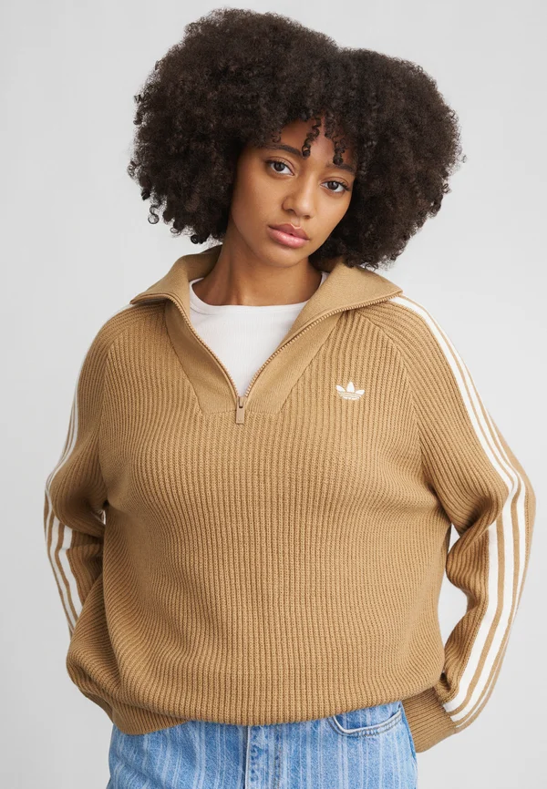 FUNNEL NECK - Jumper - cardboard/off white